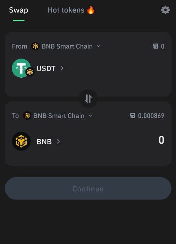 آموزش تبدیل تتر به بی ان بی (BNB) در تراست ولت